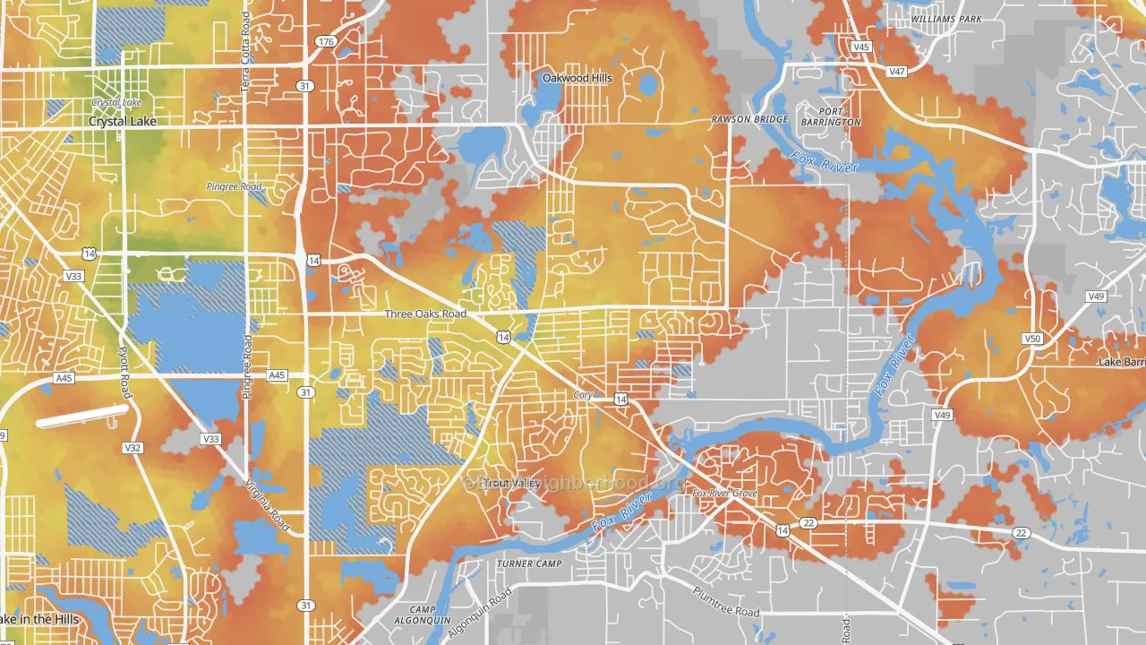 Bike Grade map of 60013, IL