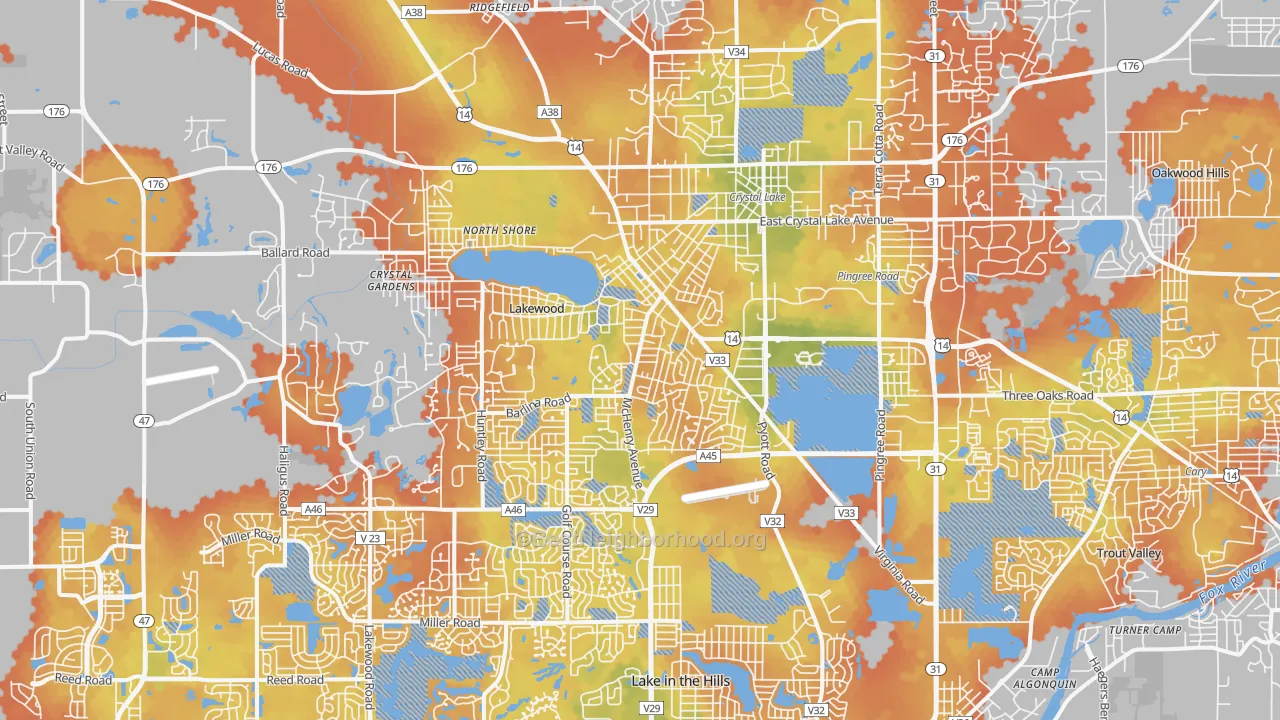 Bike Grade map of 60014, IL