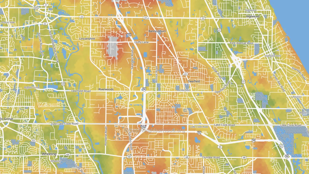 Bike Grade map of 60015, IL