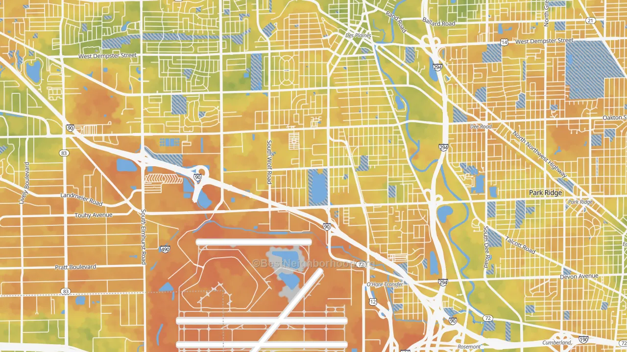 Bike Grade map of 60018, IL