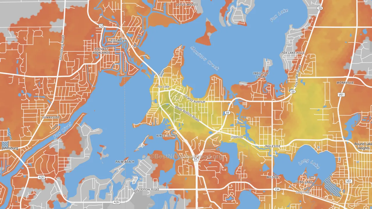 Bike Grade map of 60020, IL