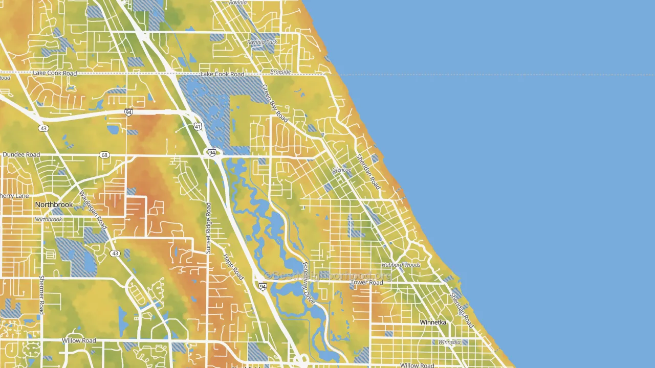 Bike Grade map of 60022, IL
