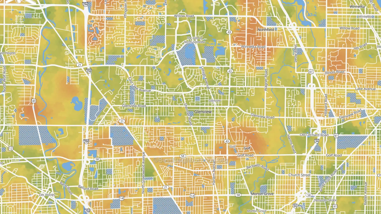 Bike Grade map of 60025, IL