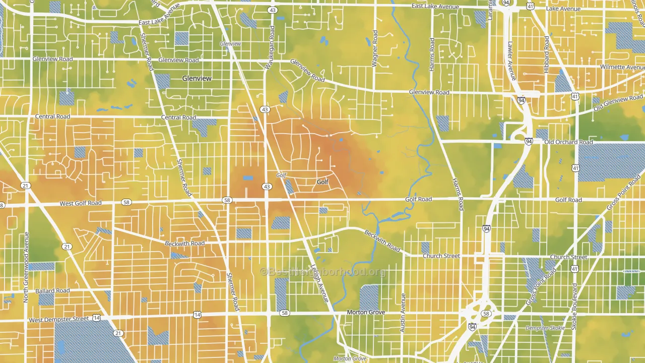 Bike Grade map of 60029, IL