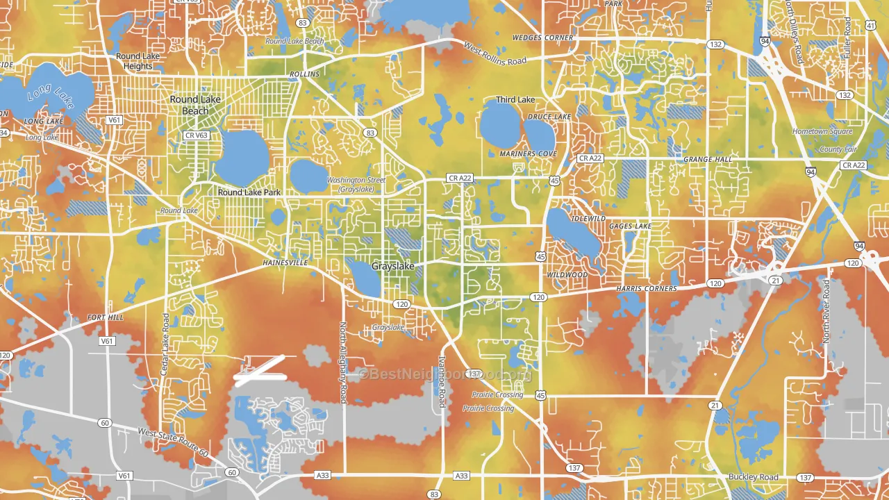 Bike Grade map of 60030, IL