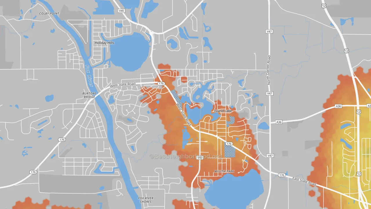 Bike Grade map of 60042, IL