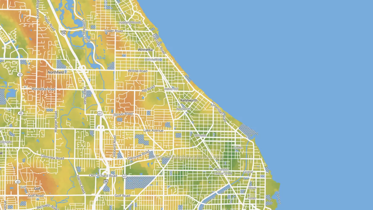 Bike Grade map of 60043, IL