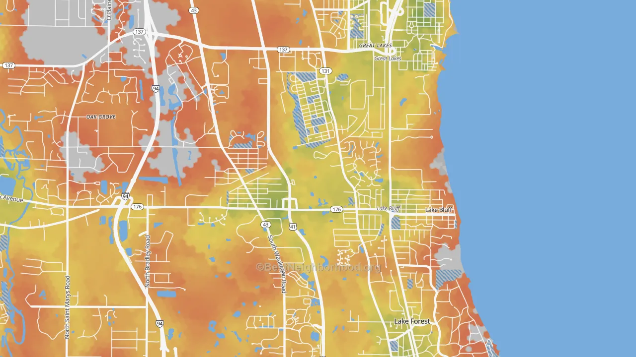 Bike Grade map of 60044, IL