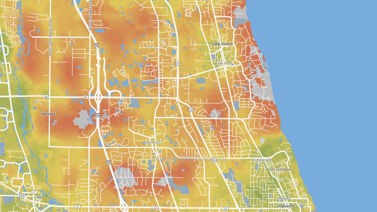 Bike Grade map of 60045, IL