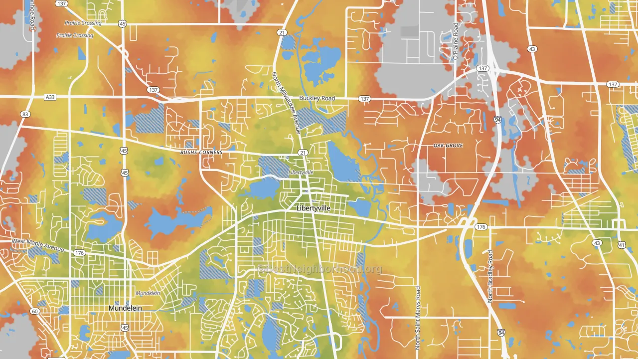 Bike Grade map of 60048, IL