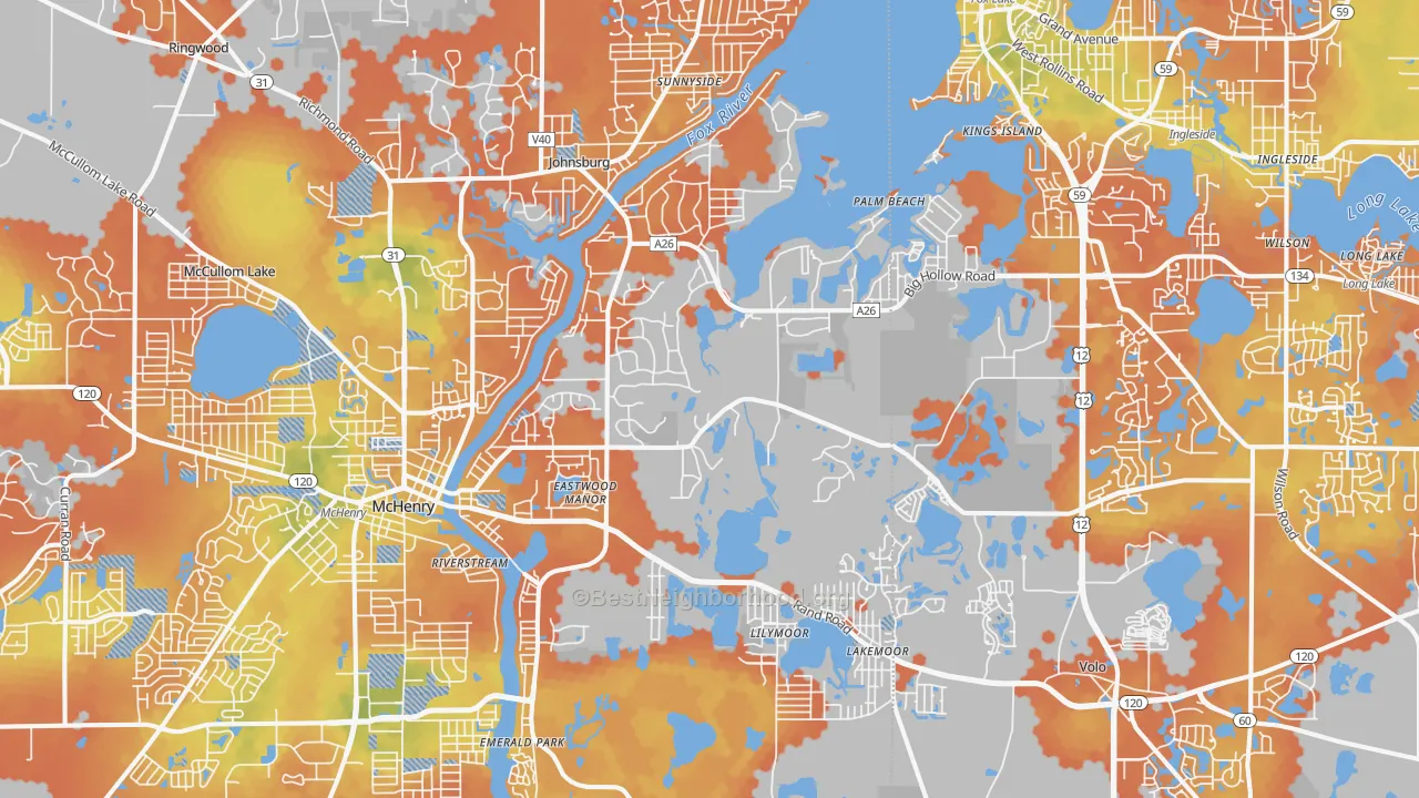 Bike Grade map of 60051, IL