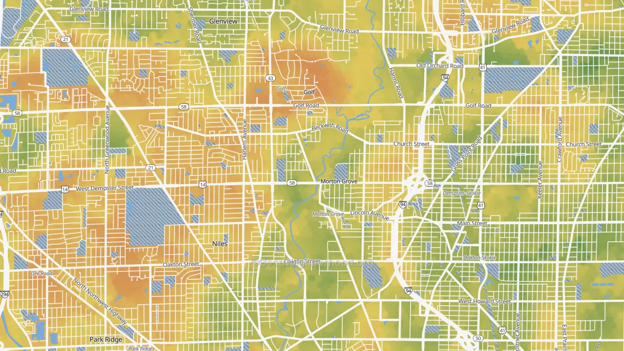 Bike Grade map of 60053, IL