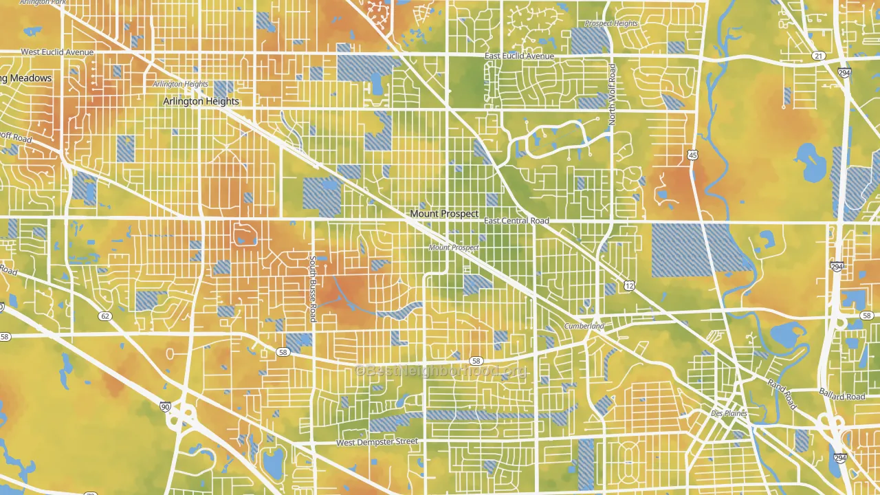 Bike Grade map of 60056, IL