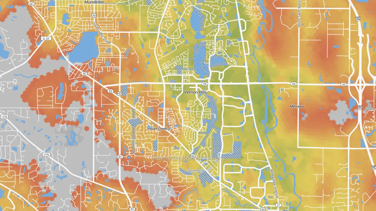 Bike Grade map of 60061, IL