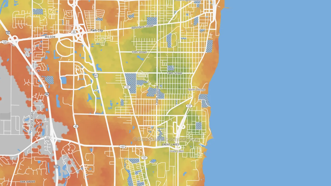 Bike Grade map of 60064, IL