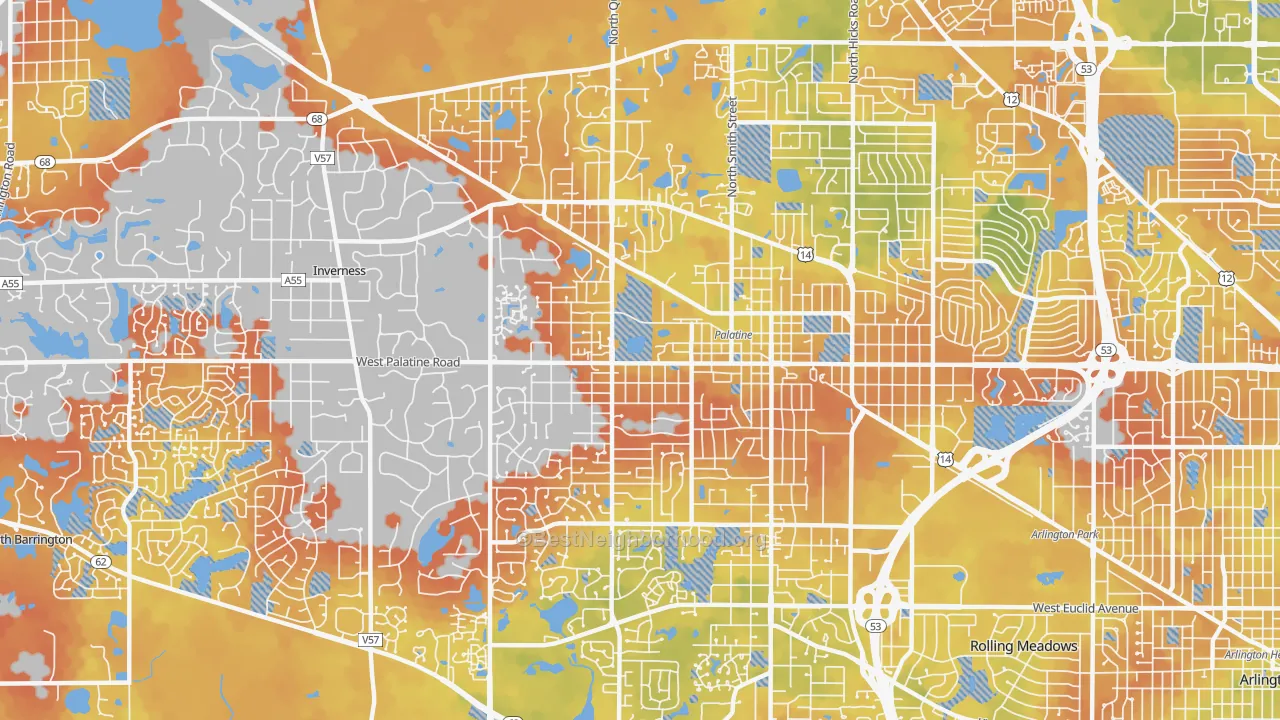 Bike Grade map of 60067, IL