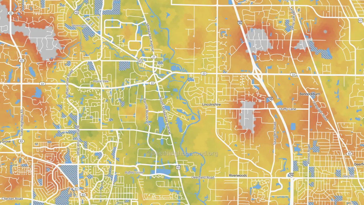 Bike Grade map of 60069, IL