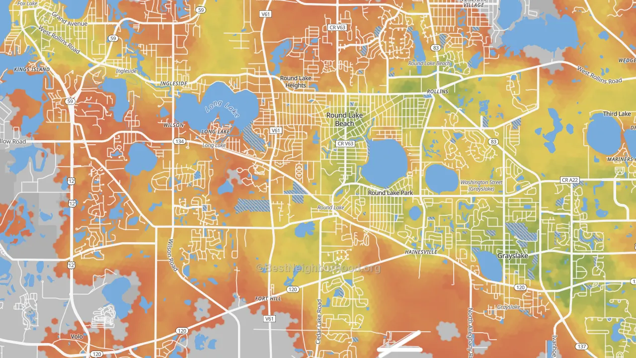 Bike Grade map of 60073, IL
