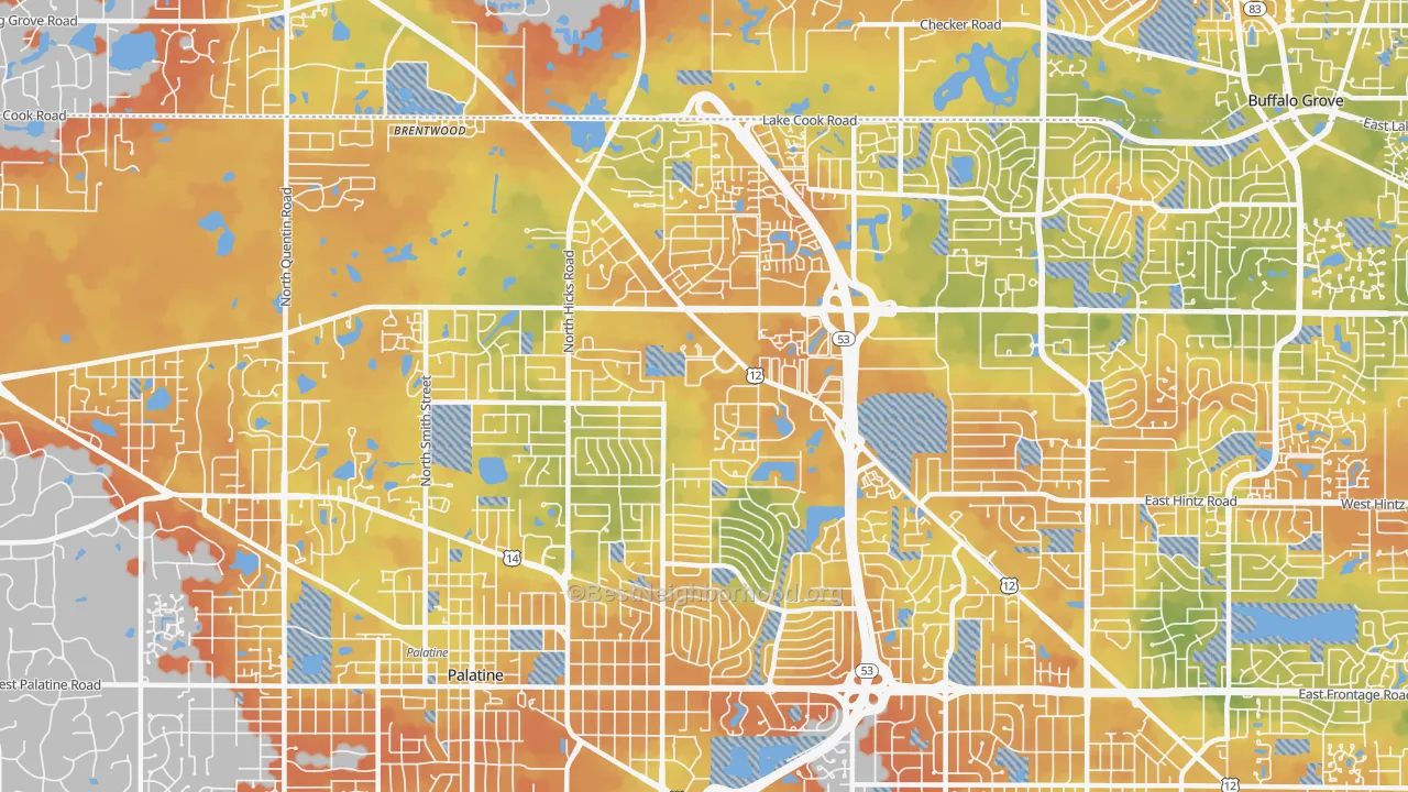Bike Grade map of 60074, IL