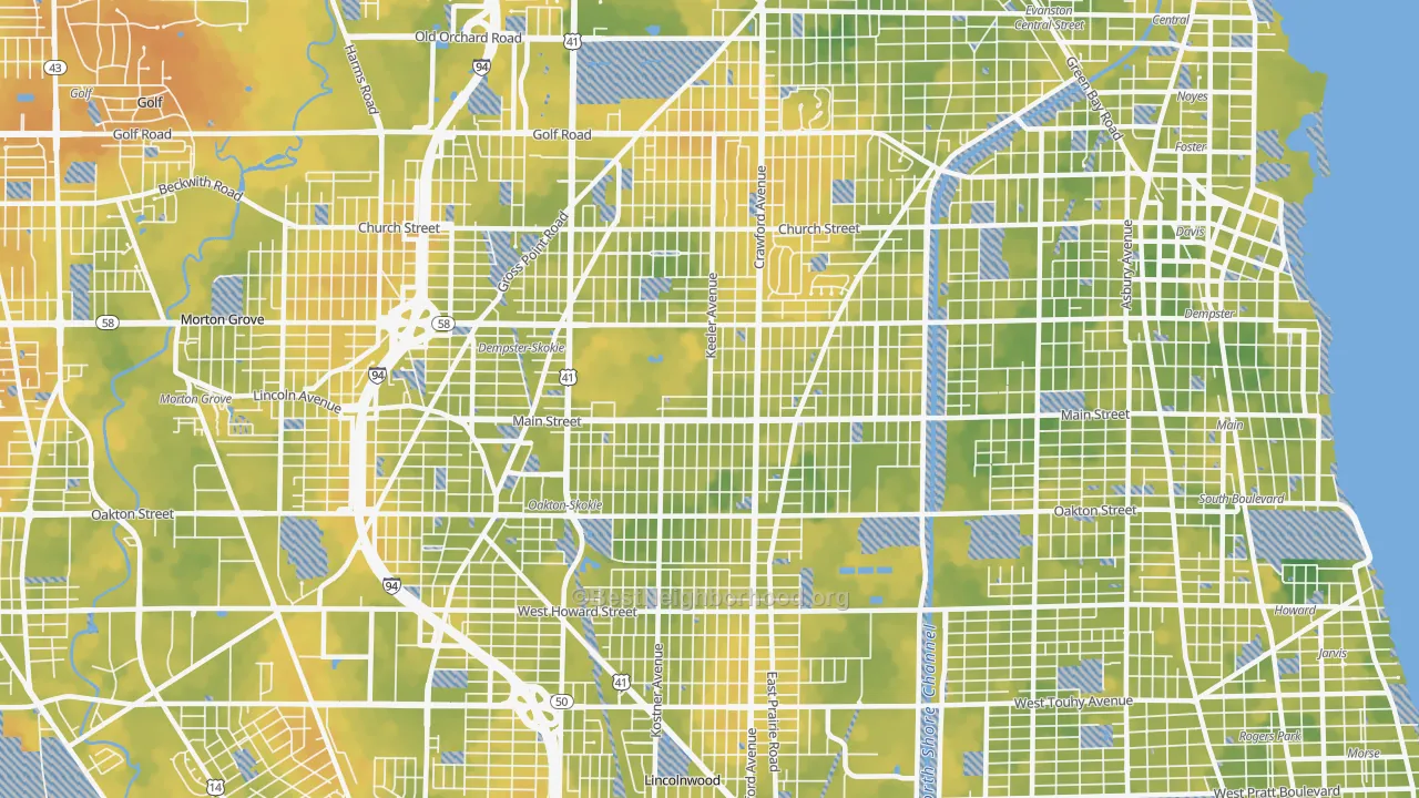 Bike Grade map of 60076, IL