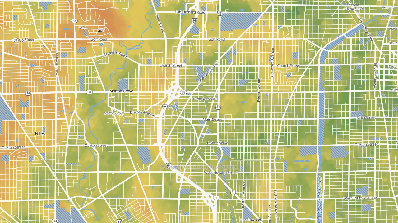 Bike Grade map of 60077, IL