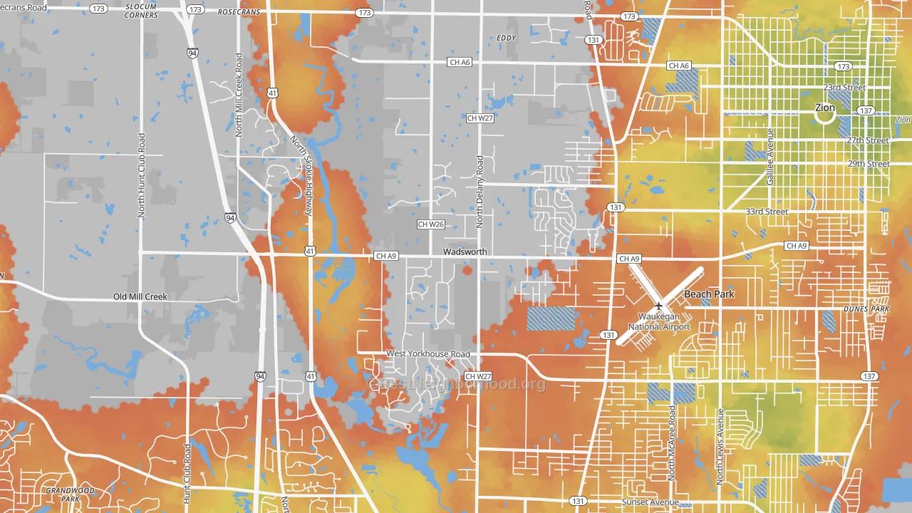 Bike Grade map of 60083, IL