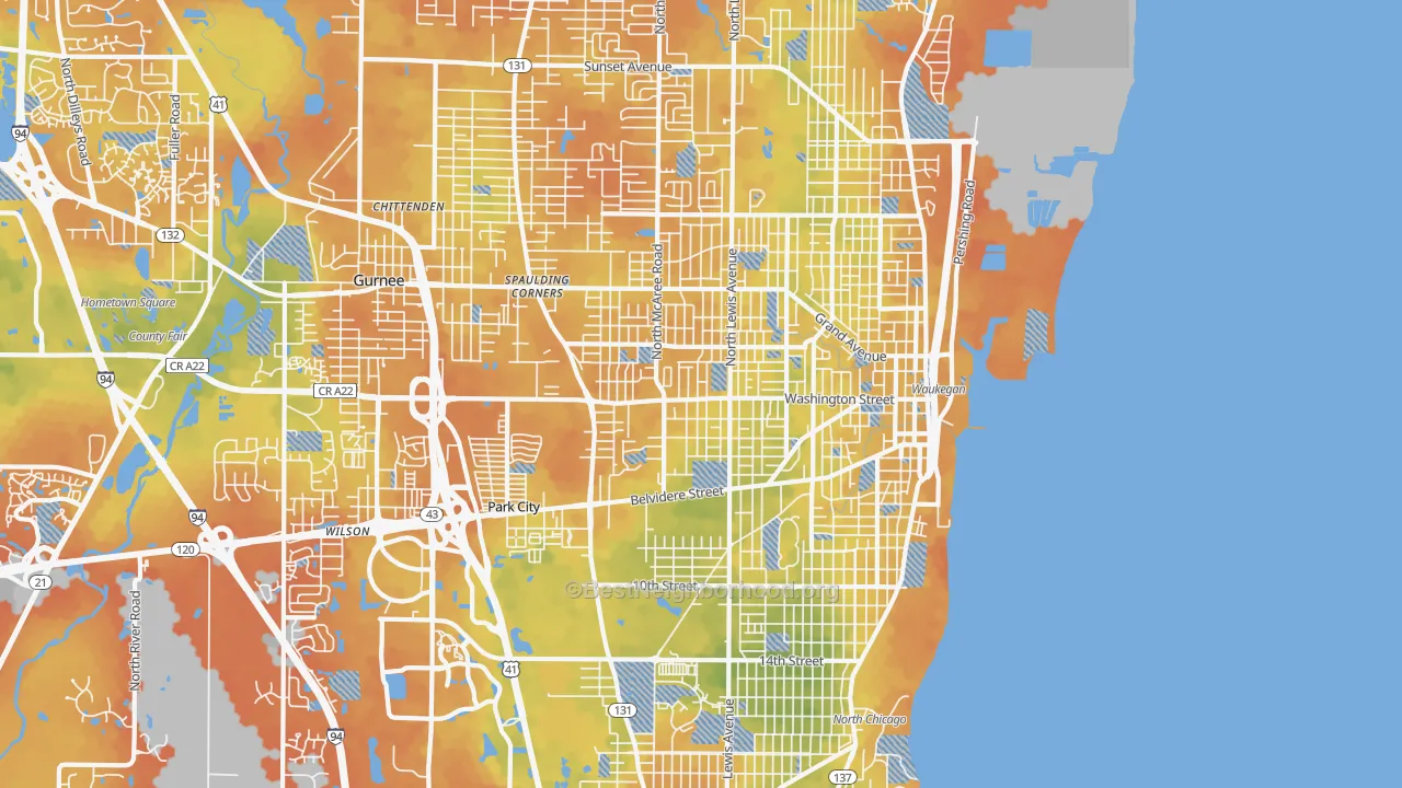 Bike Grade map of 60085, IL