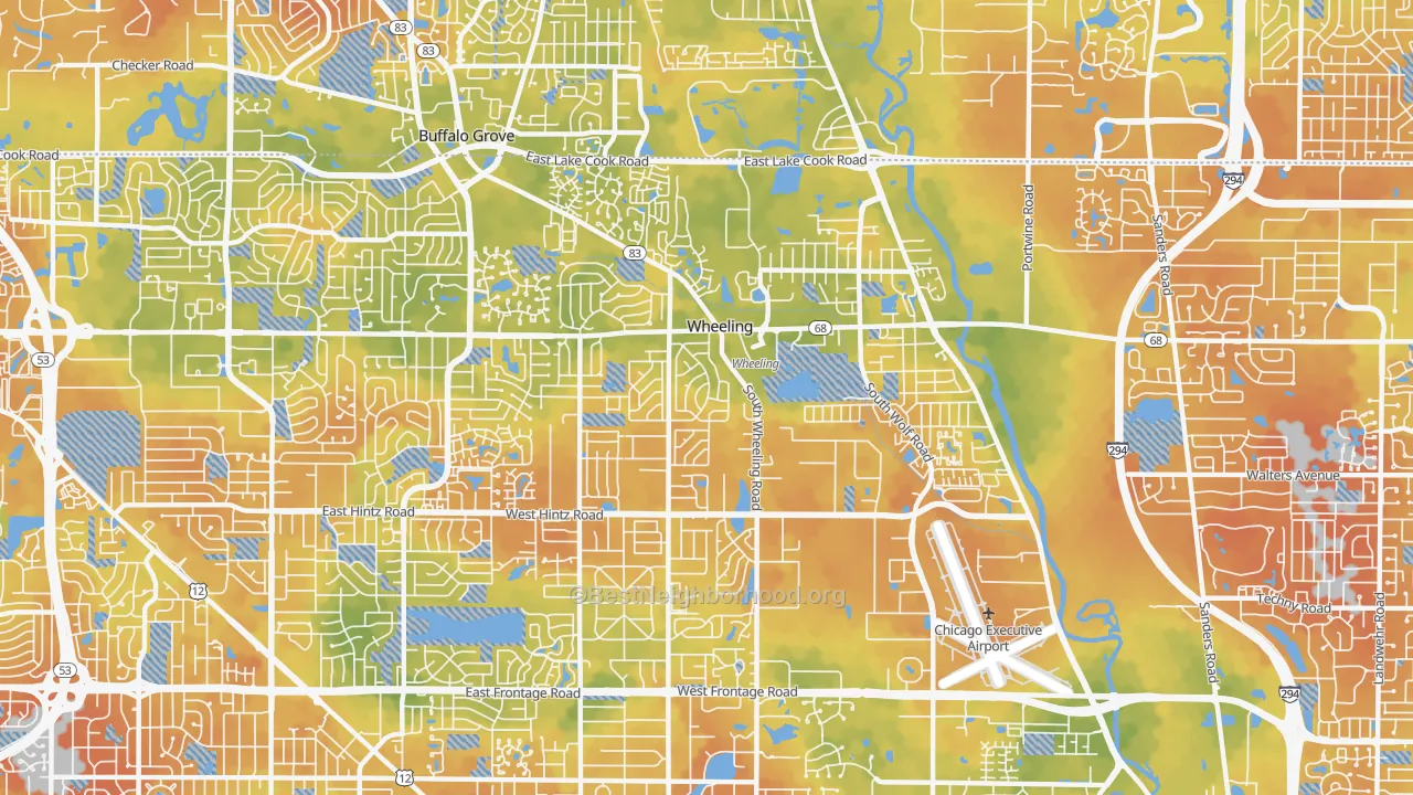 Bike Grade map of 60090, IL