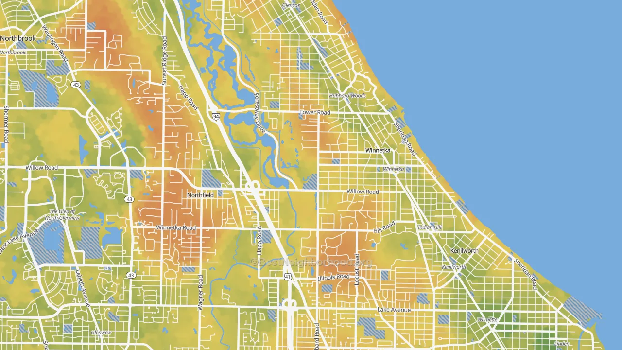Bike Grade map of 60093, IL