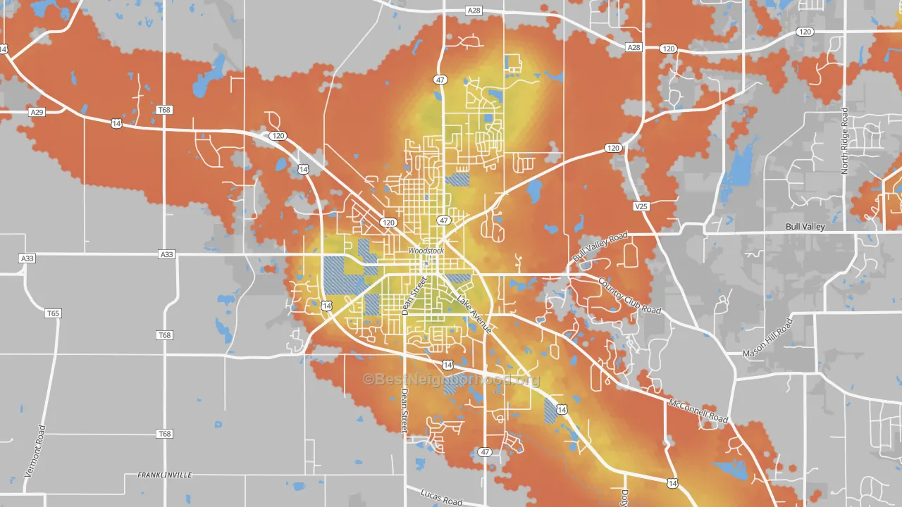 Bike Grade map of 60098, IL