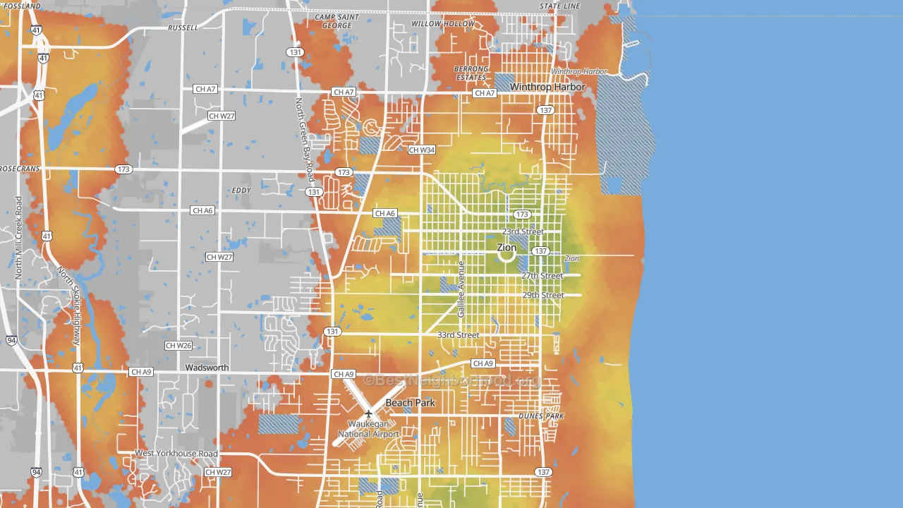 Bike Grade map of 60099, IL