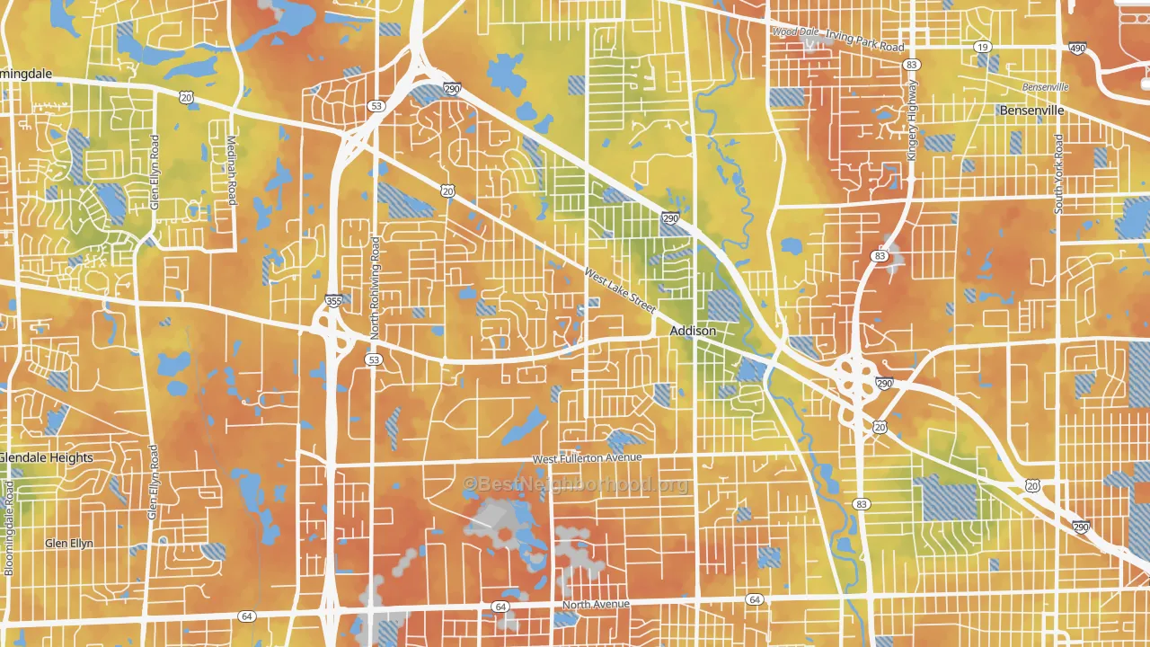 Bike Grade map of 60101, IL