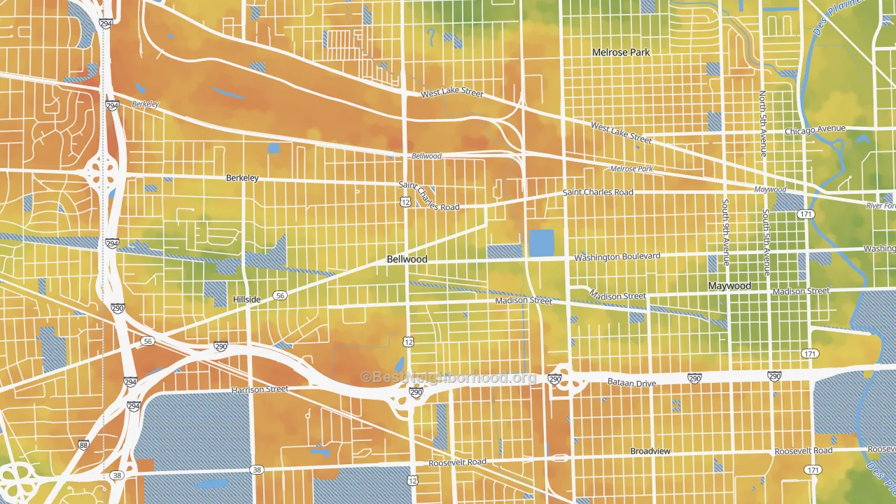 Bike Grade map of 60104, IL