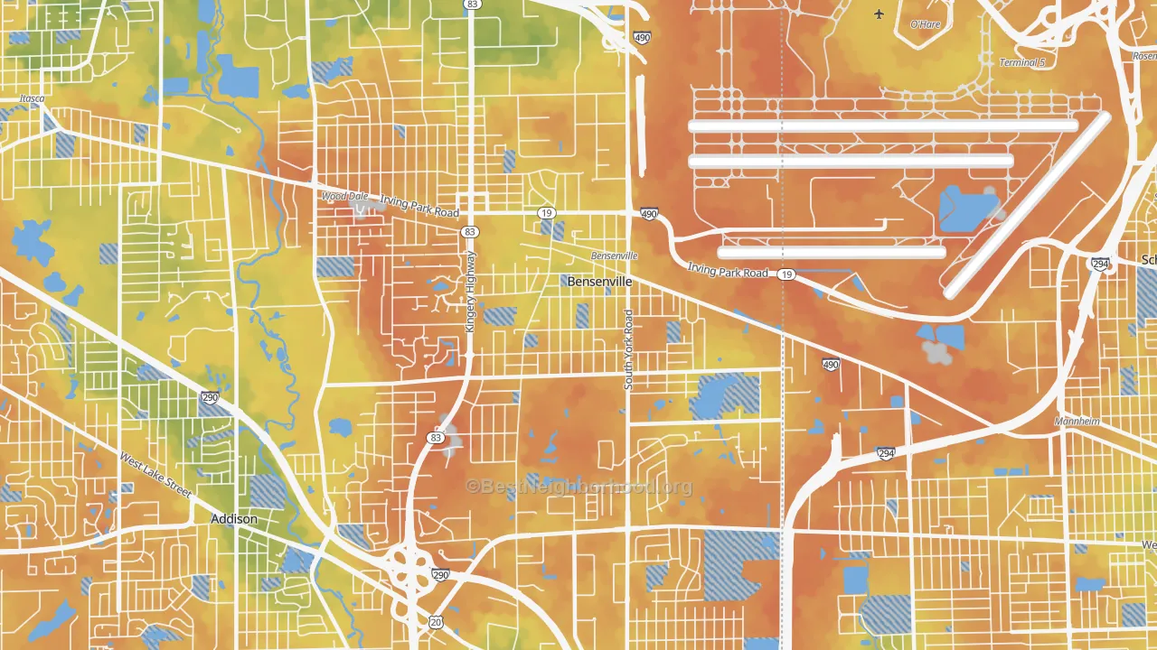 Bike Grade map of 60106, IL