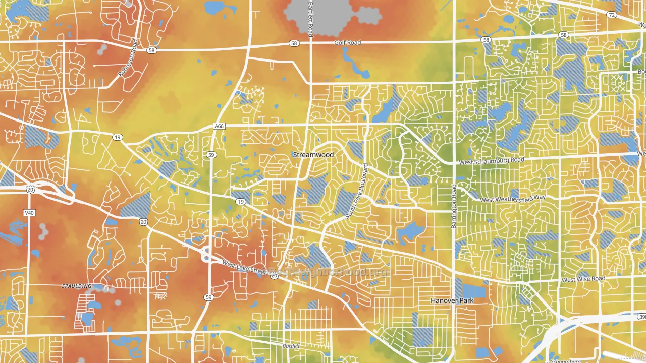 Bike Grade map of 60107, IL