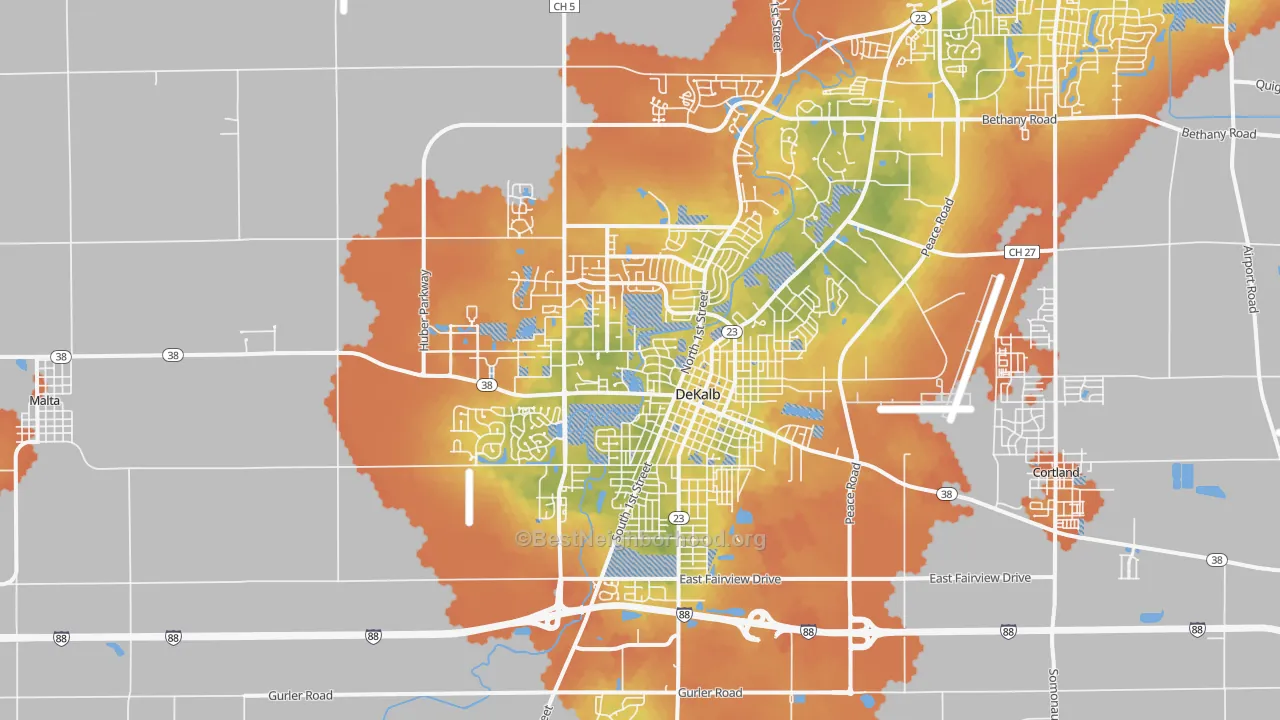 Bike Grade map of 60115, IL