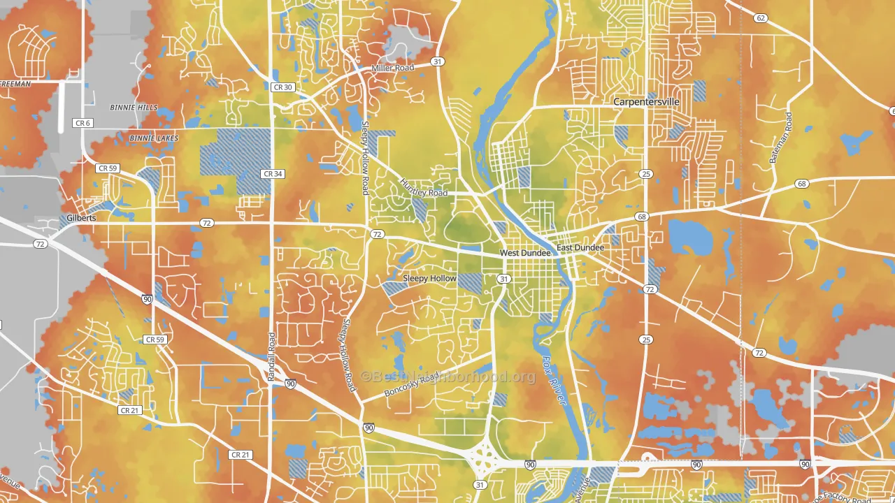 Bike Grade map of 60118, IL