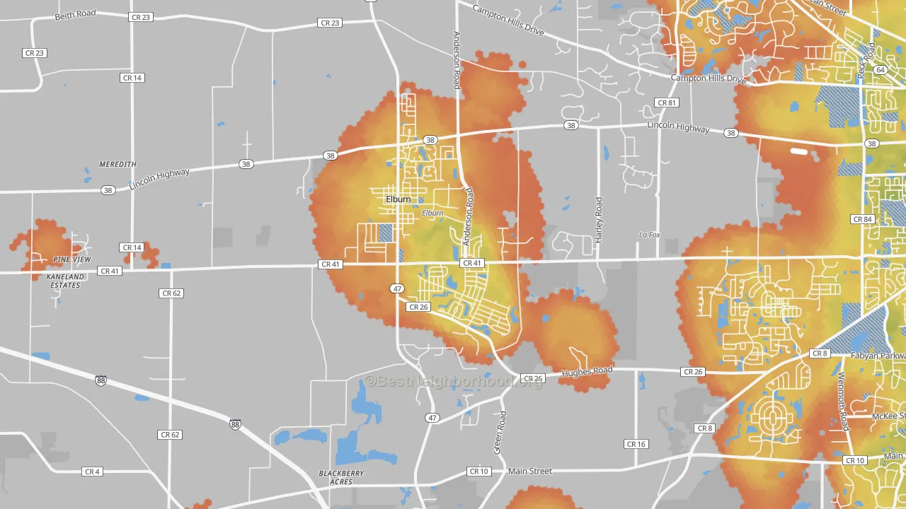 Bike Grade map of 60119, IL