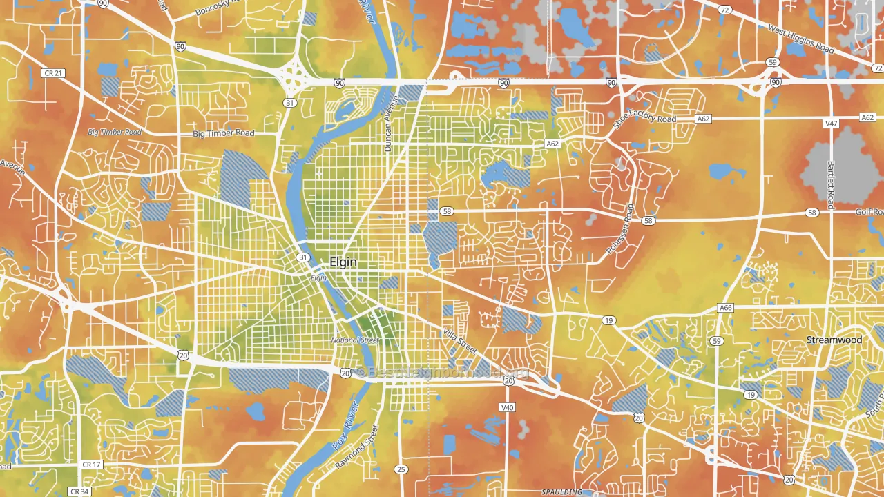 Bike Grade map of 60120, IL