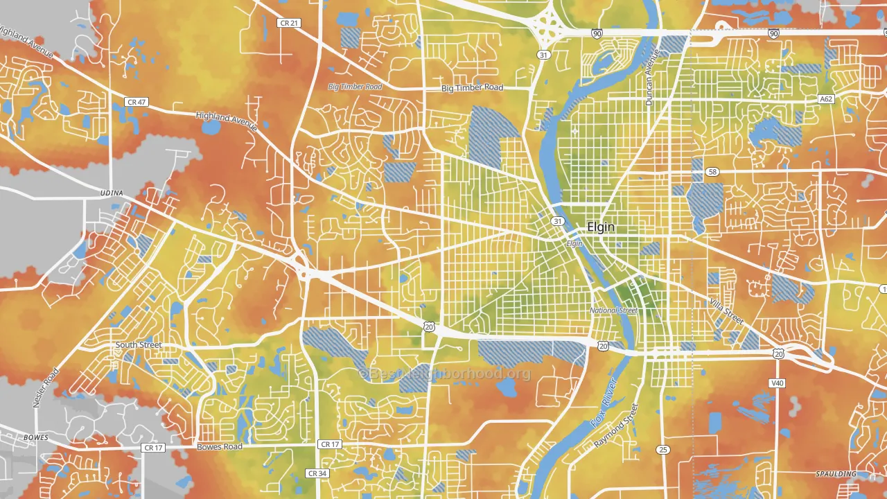 Bike Grade map of 60123, IL