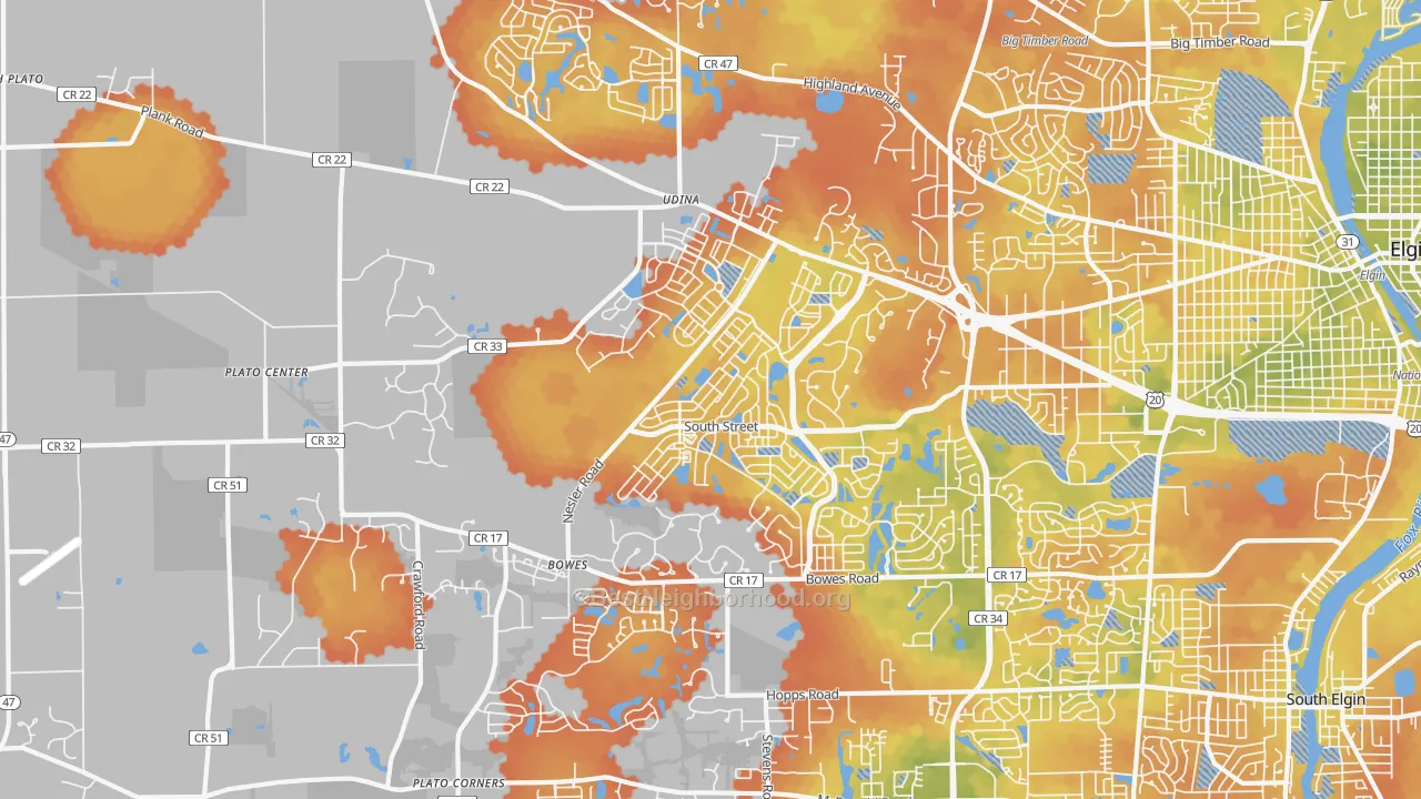 Bike Grade map of 60124, IL