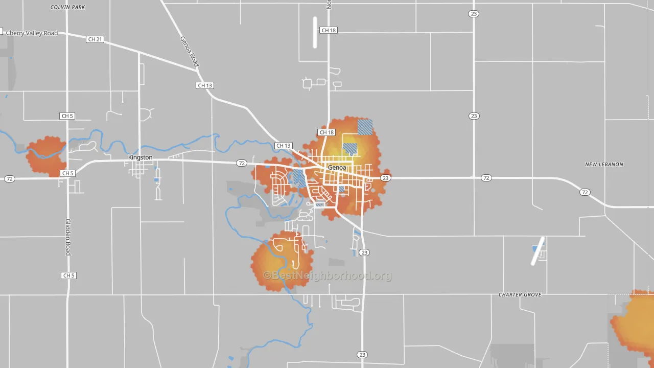Bike Grade map of 60135, IL