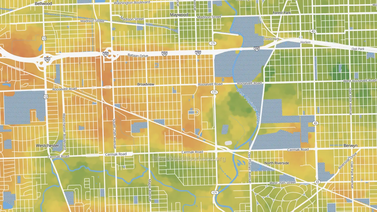 Bike Grade map of 60141, IL