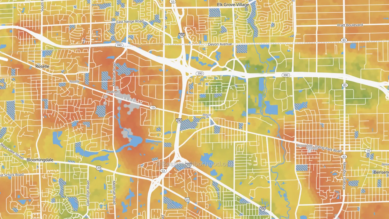 Bike Grade map of 60143, IL