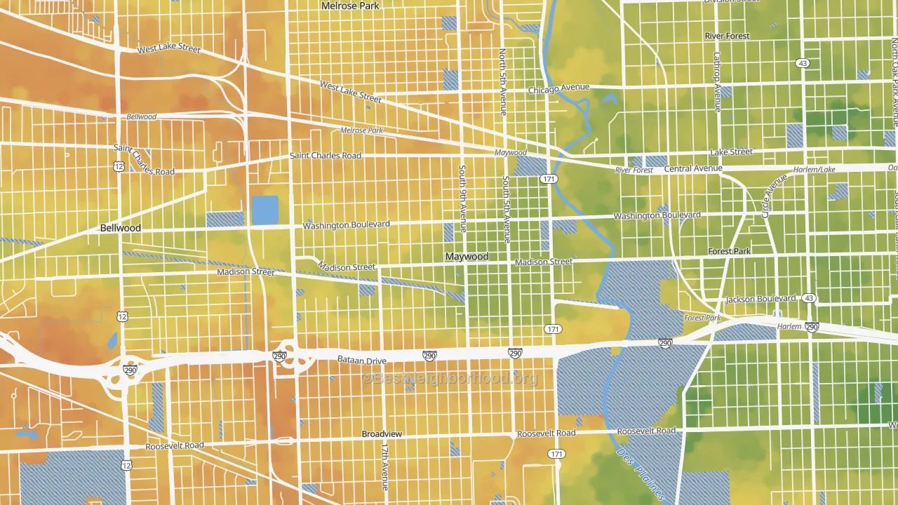 Bike Grade map of 60153, IL