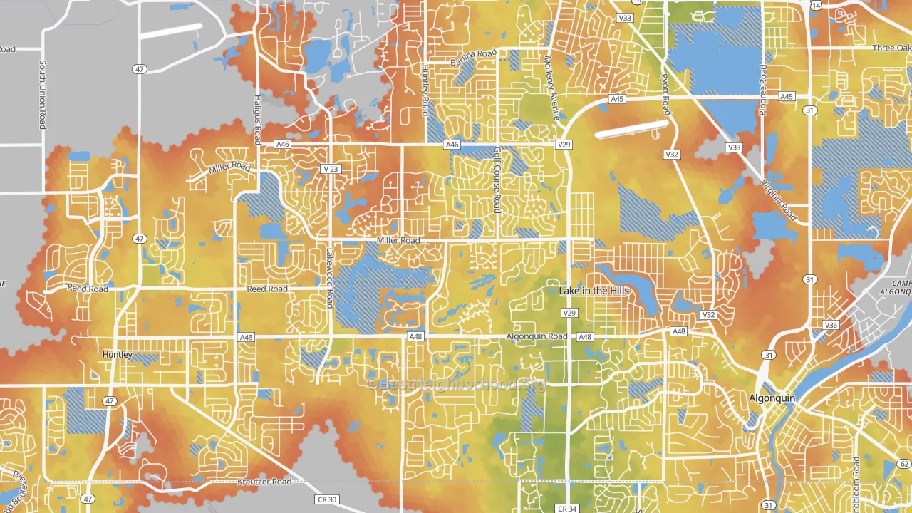 Bike Grade map of 60156, IL