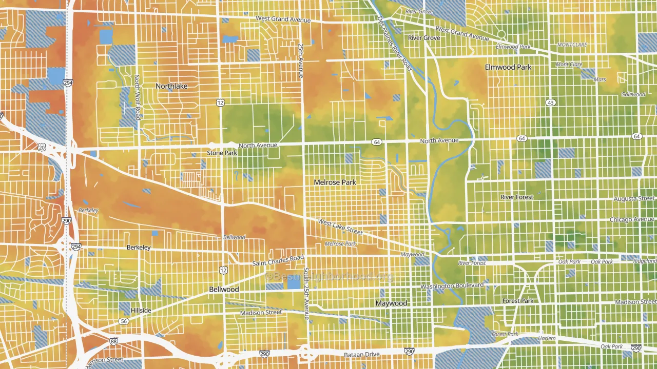Bike Grade map of 60160, IL