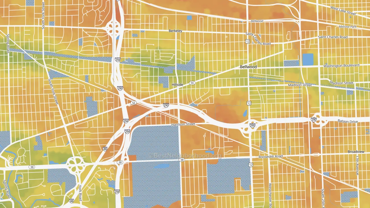 Bike Grade map of 60162, IL