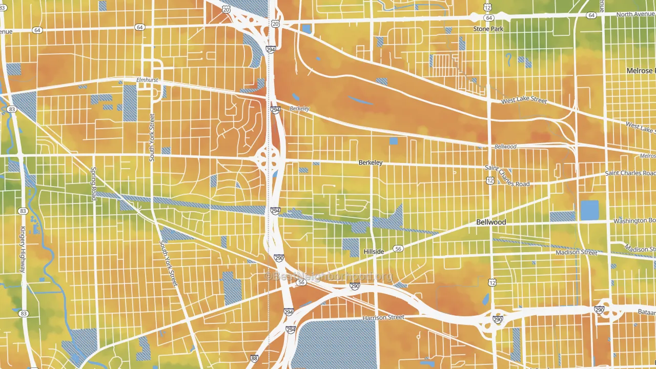 Bike Grade map of 60163, IL