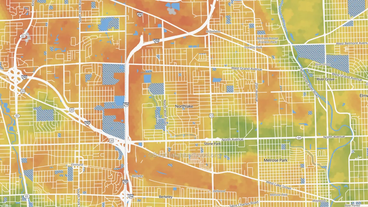 Bike Grade map of 60164, IL